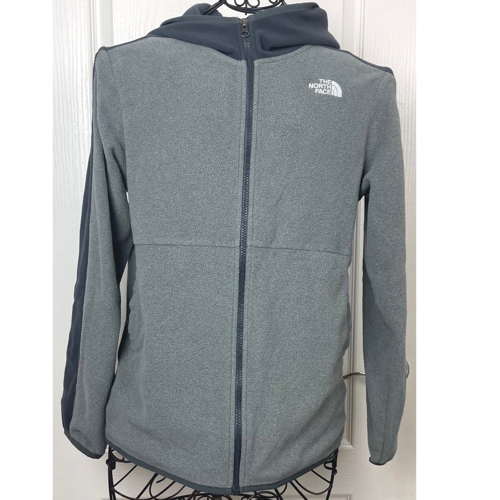 The North Face Kids XL 18/20 Grey Full Zip Fleece Hoodie Jacket Youth Boys Hood